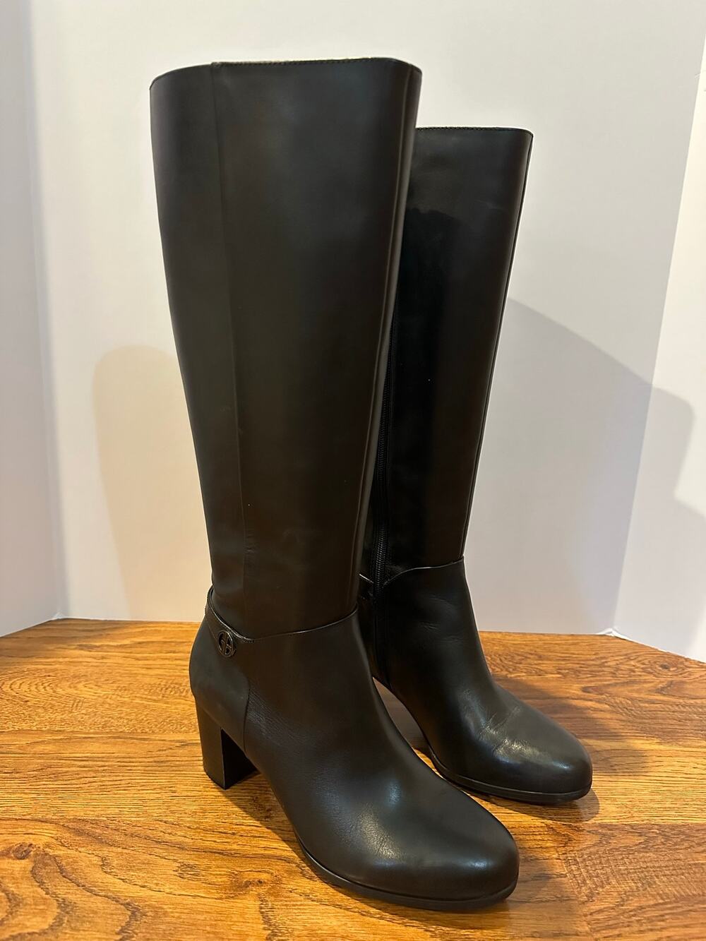 Giani Bernini Adonnys Knee High Boots Women’s 9 Black Leather Memory Foam Heeled